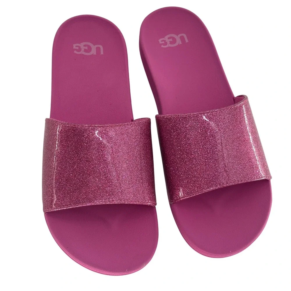 Ugg Sandal Slide Slip On Big Girl‎ Kid Size 4 Pink Glitter New